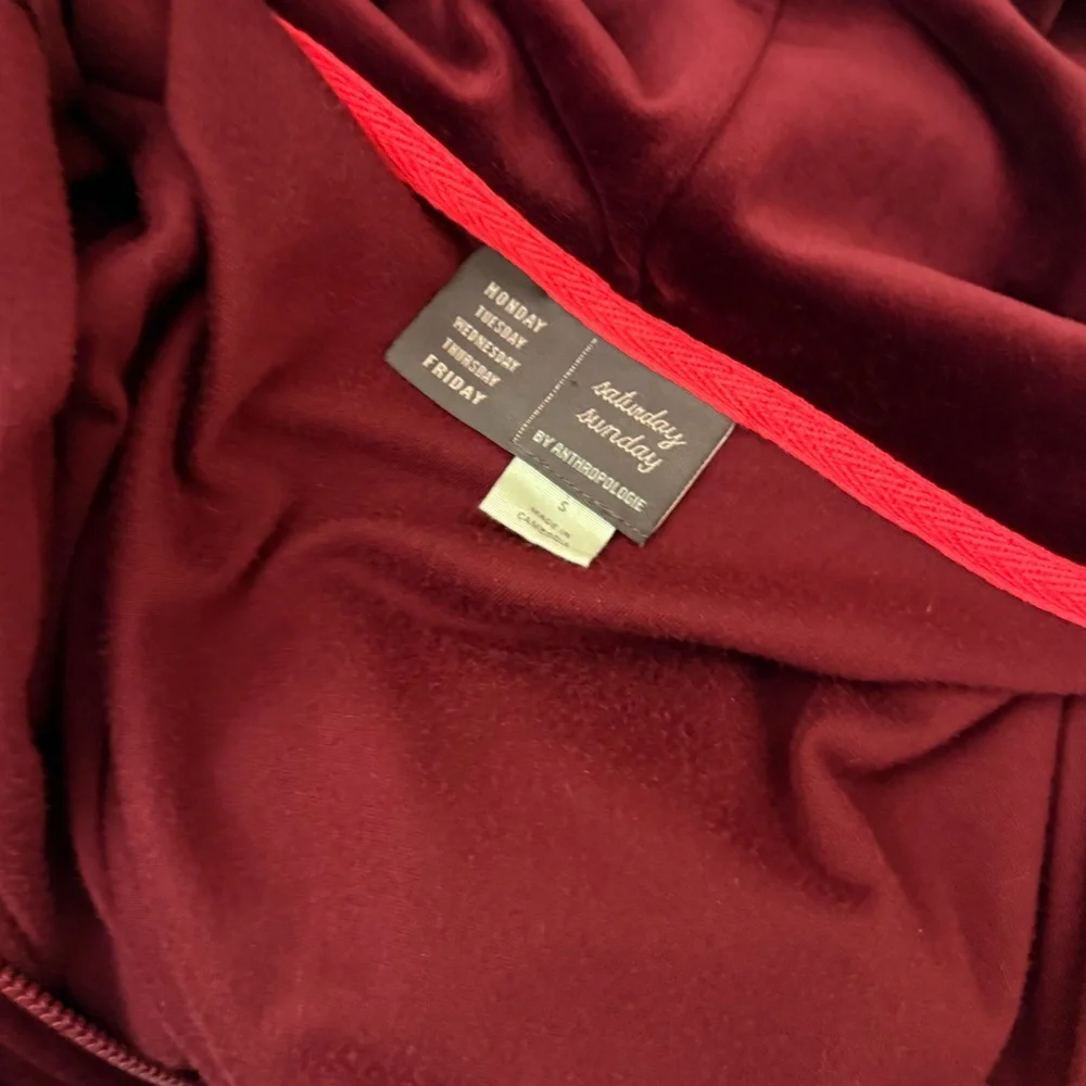 🌾 Anthropologie‎ Velour Hooded Zip Up Jacket